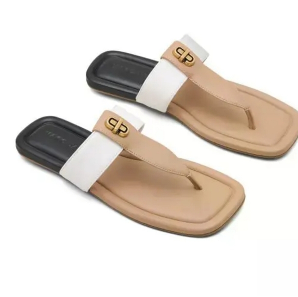 Marc Jacobs Shoes - Marc Jacobs Dual T Sandals - Brown and White
